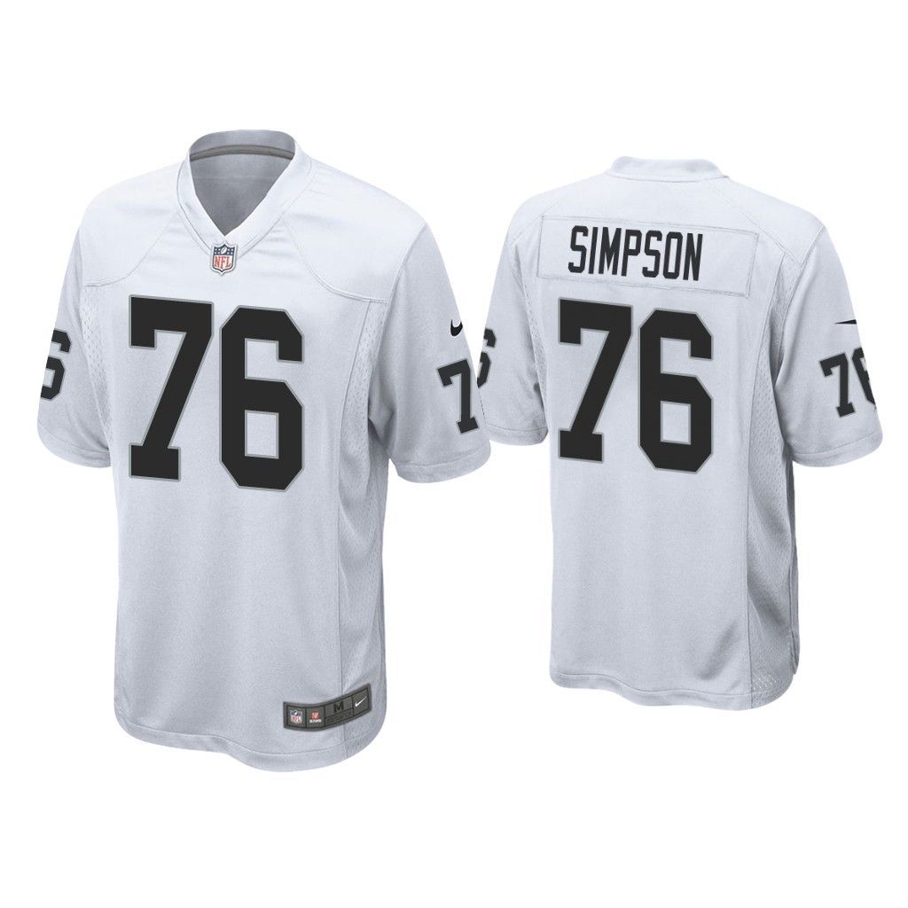 Men Oakland Raiders 76 John Simpson Nike White Game NFL Jersey